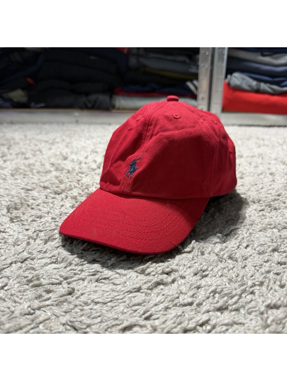 POLO RALPH LAUREN Boys Baseball Cap Red Adjustable Strap Casual One Size 4-7